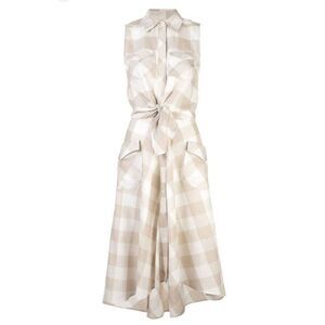 Sara Roka Knotted Sleeveless Midi Dress In Neutrals 40, XS $780